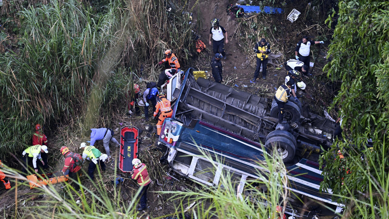 At least 55 dead after Guatemala bus plunges into ravine